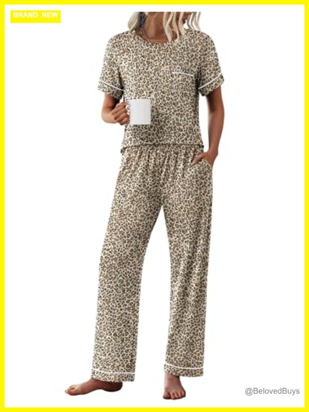 Ekouaer Women's 2-Piece Pajama Set Short Sleeve Lounge Sleepwear